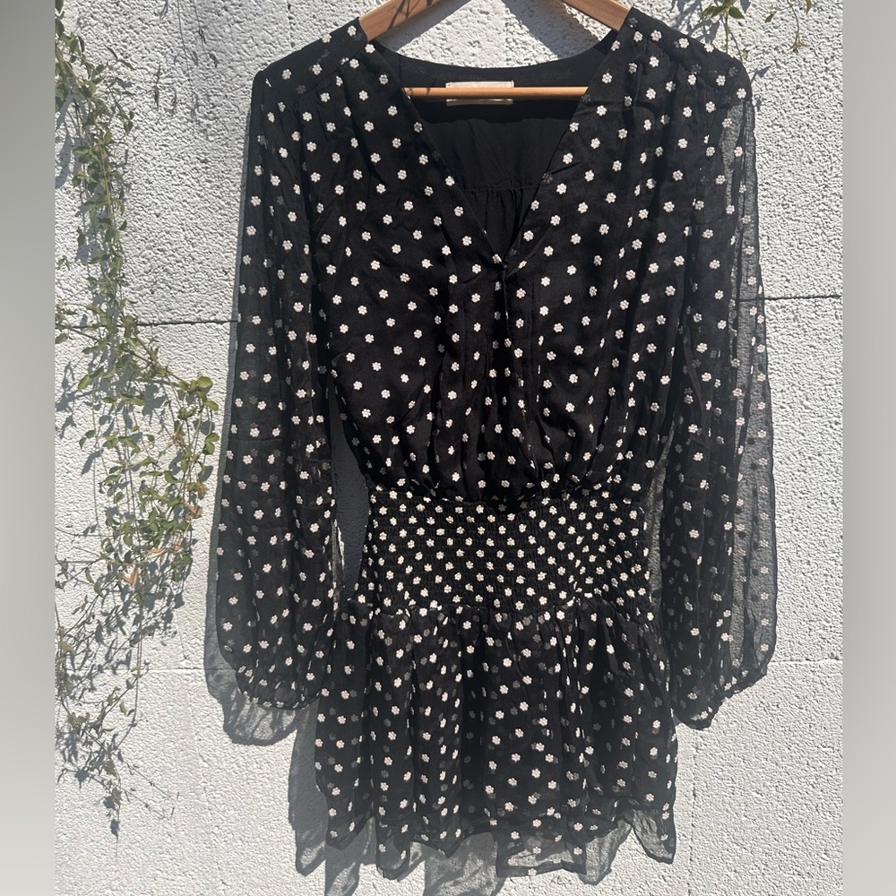 Long Sleeve flower polka dot dress